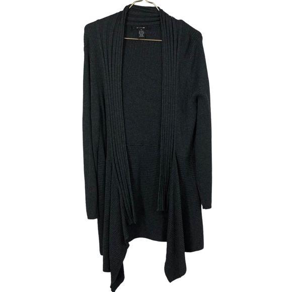 89th & Madison Ribbed knit Cardigan, Asymetrical Sides, Smoky Grey 2XL - Picture 1 of 7